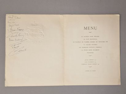 MENU d'une des récéptions du couronnement...