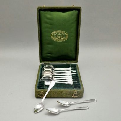 CHRISTOFLE - RIBBON MODEL - 12 silver plated...