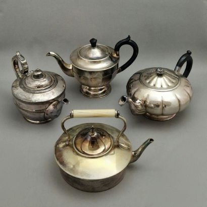 4 silver-plated metal teapots - Mainly England...