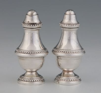 PAIR OF SALON STANDS in silver plated metal...