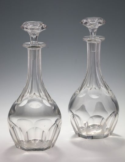 Pair of white cut crystal CARAFES of the...