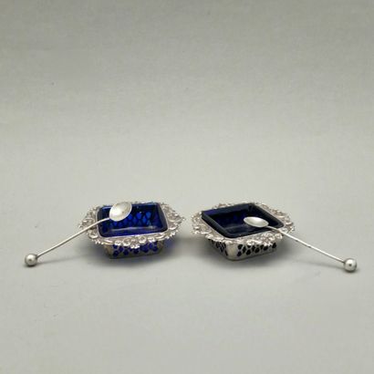 PAIR OF SMALL SQUARE SALON with silver mount...