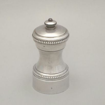 Pepper mill with silver plated metal frame...