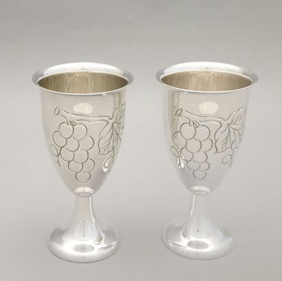 SET OF 6 SILVERED METAL GOBELETS - Italy...