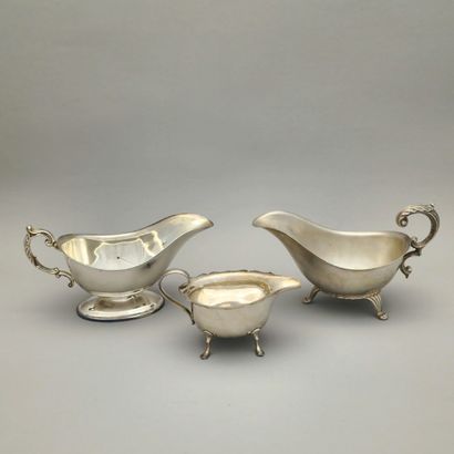 3 silver plated SAUCIERES of three sizes...