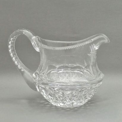 WATER JUG in white cut crystal Probably Bohemian...