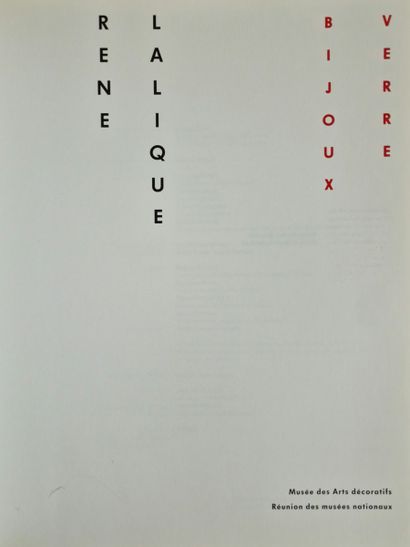 6 BOOKS ON GLASS :
- RENE LALIQUE Bijoux...