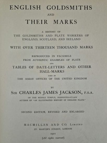 ENGLISH GOLDSMITH AND THEIR MARKS, (JACKSON,...