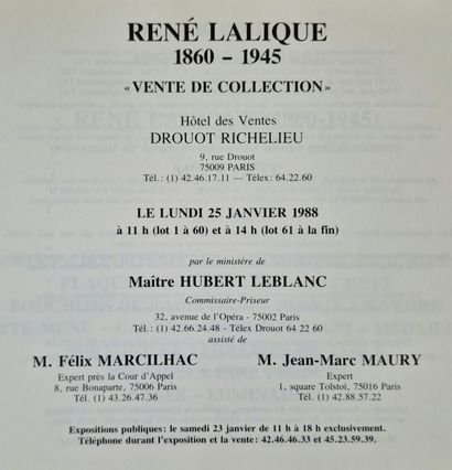 6 BOOKS ON GLASS :
- RENE LALIQUE Bijoux...