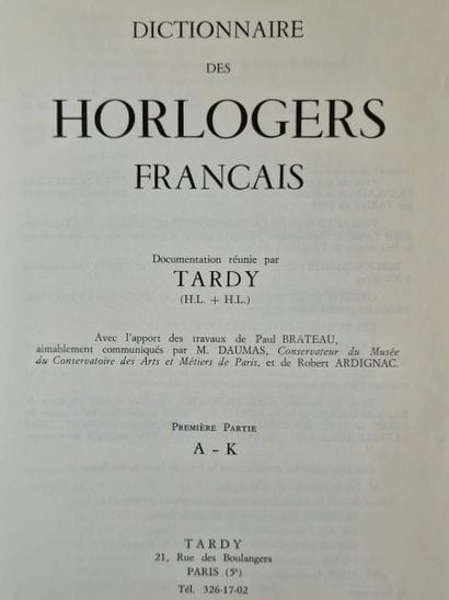 DICTIONNAIRE DES HORLOGERS FRANCAIS, (TARDY),...