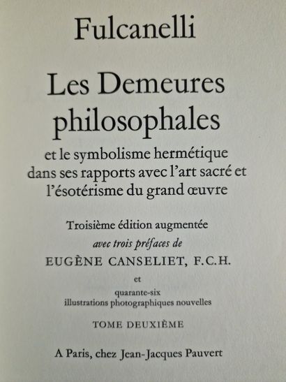LES DEMEURES PHILOSOPHALES, (FULCANELLI),...