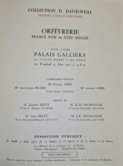 DAVID D. WEILL COLLECTION ORFEVRERIE France...
