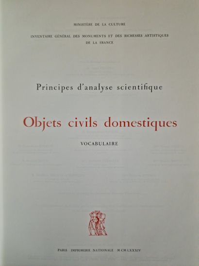 OBJETS CIVILS DOMESTIQUES, vocabulaire typologique...