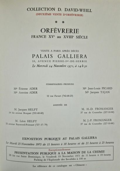 DAVID D. WEILL COLLECTION ORFEVRERIE France...