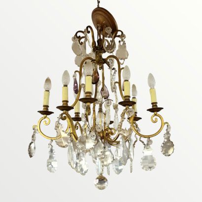 LUSTRE CAGE à 8 lumières de Style du XVIIIème...