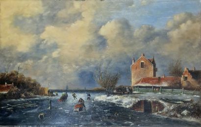 Charles LEICKERT (1816-1907) (Attribué à
Patineurs...