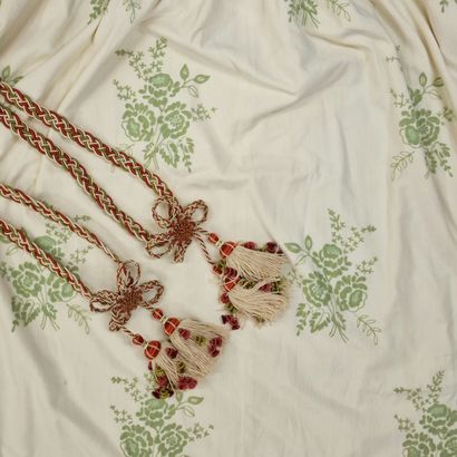 PAIR OF CURTAINS in cotton with applied green...