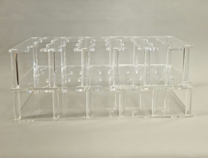 PAIR OF GLASS DISPLAY STANDS FOR 15 GLASSES...