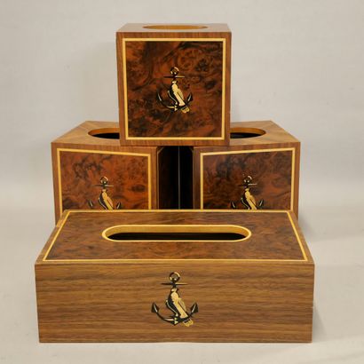 LINLEY - SET OF 3 SQUARE BOXES AND 1 RECTANGULAR...