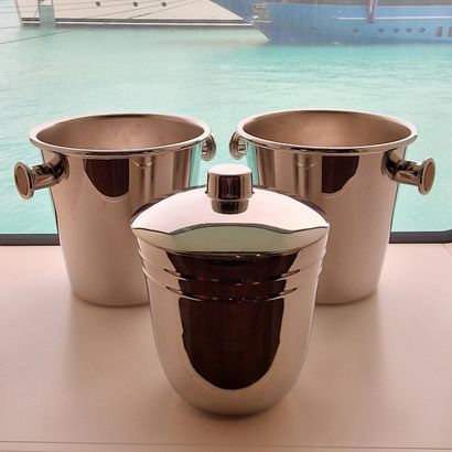 ALESSI - Pair of truncated cone-shaped champagne...