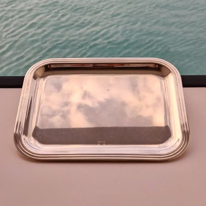 CHRISTOFLE PAIRE PLATEAUX A COURRIER rectangulaires...