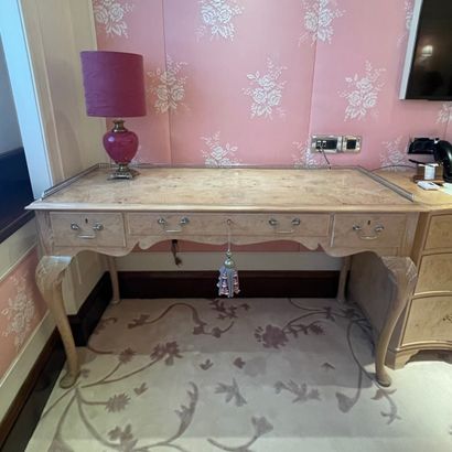 * Chippendale-style modern flat desk in oak...