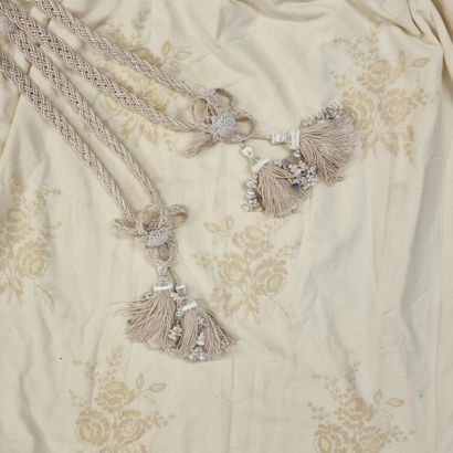 PAIR OF CURTAINS in cotton with applied champagne...