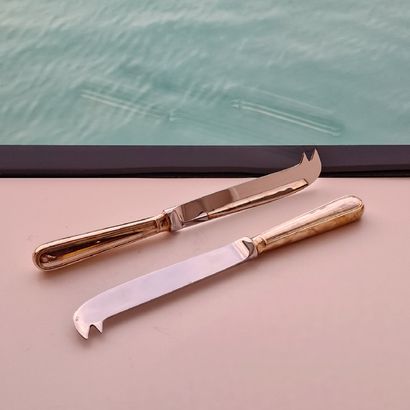 CHRISTOFLE MODELE ALBI - PAIR OF CHEESE KNIVES...