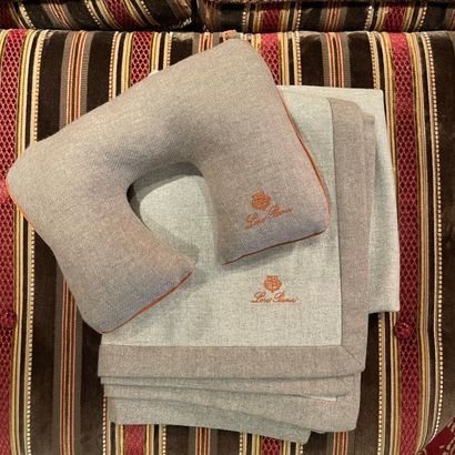 LORO PIANA - PLAID AND NECK CUSHION in two-tone...