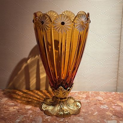 VASE OF TRONCONNIC FORM with notched neck...