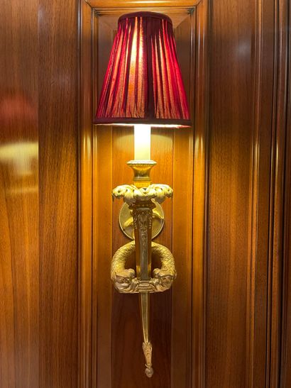 Pair of Louis XVI style Modern ormolu one-light...