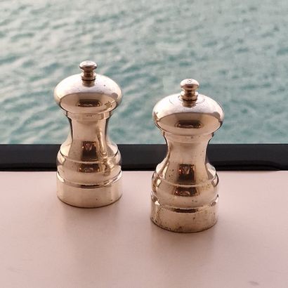 Pair of baluster-shaped salt and pepper mills...