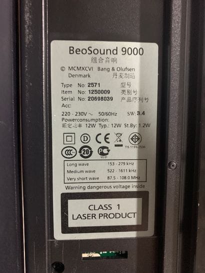 BANG & OLUFSEN - BEOSOUND 9000 6-CD MURAL...