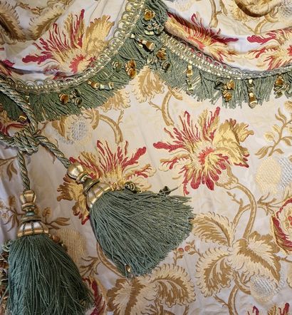 TWO LARGE PAIRS OF CURTAINS in greige fabric...
