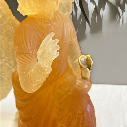 DAUM FRANCE - ANGE ET LE LYS, statuette in...