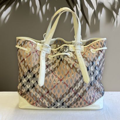 BURBERRY - 43 cm TARTAN COATED BAG on PVC...