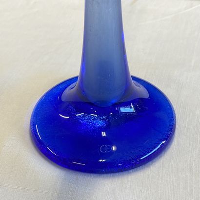 DAUM FRANCE - SOLIFLORE VASE in blue and...
