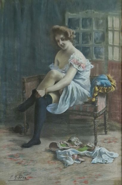 Pedro RIBERA (1867-1949)
Jeune femme retirant...