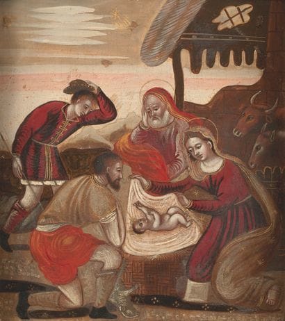 ECOLE VENETO-CRETOISE du XVIIEME SIECLE 
L'Adoration...