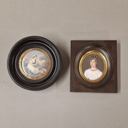DEUX MINIATURES ENCADREES d'Epoque XIXème...