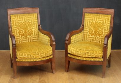 PAIRE DE BERGERES d’Epoque Empire
En acajou...