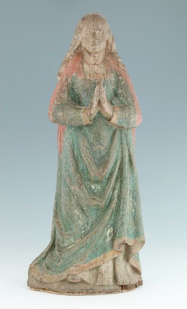VIERGE OU SAINTE FEMME en chêne sculpté et...