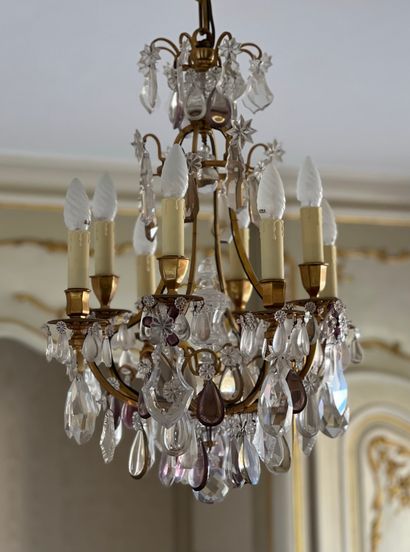 LUSTRE CAGE et DEUX APPLIQUES de Style XVIIIème...