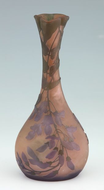 GALLE Ets
VASE col trilobé fleurs et feuillages
Verre...