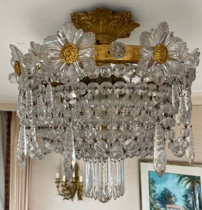 BACCARAT - SUITE DE 3 SUSPENSIONS CORBEILLES...