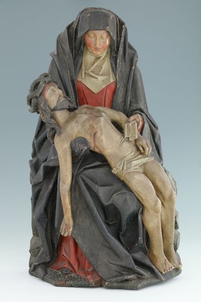 VIERGE DE PITIE en bois sculpté et polychromé,...
