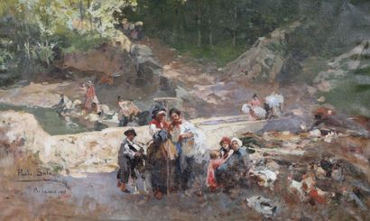 Paolo SALA (1859-1924)
Lavandières Milan...