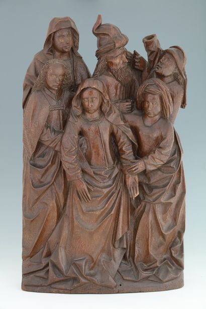 IMPORTANT GROUPE DE RETABLE 
En chêne sculpté...