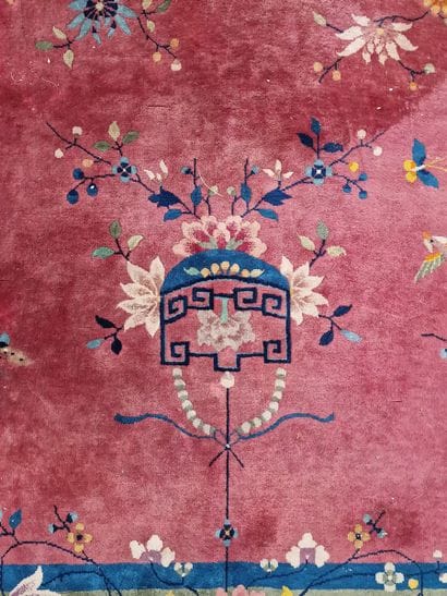 CHINESE RUG (cotton warp and weft, wool pile)...