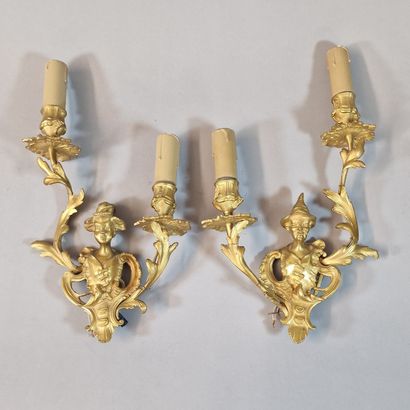 PAIR OF TWO LIGHT APPLIQUES in the Louis...